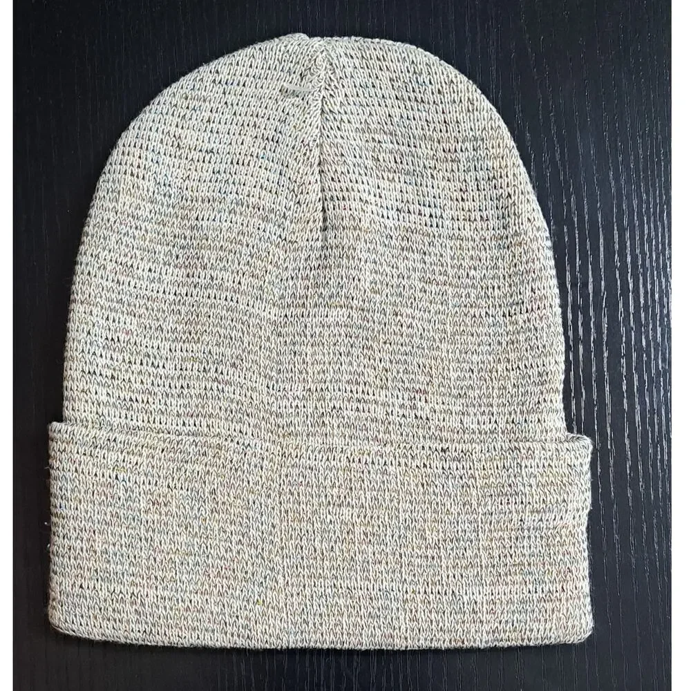 3 Winter Knit Toboggan Beanie Hats Solid Color With Rainbow Sparkle Threads OSFM